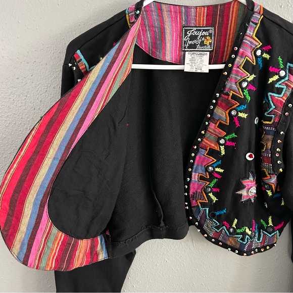 JouJou Embellished Embroidered Beaded Bolero Cropped Open Front Jacket Women’s M - Picture 6 of 10